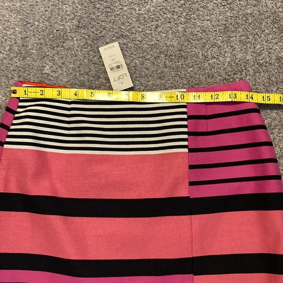 NWT LOFT Pink Color Block Stripe Skirt 2P - Picture 5 of 16